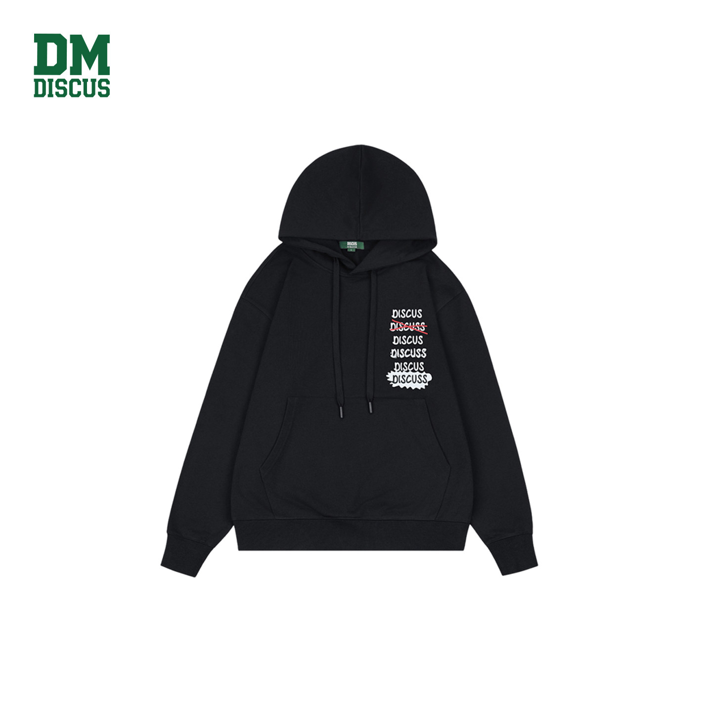 DISCUS连帽卫衣黑白两色可选美式叉标设计男女同款休闲上衣