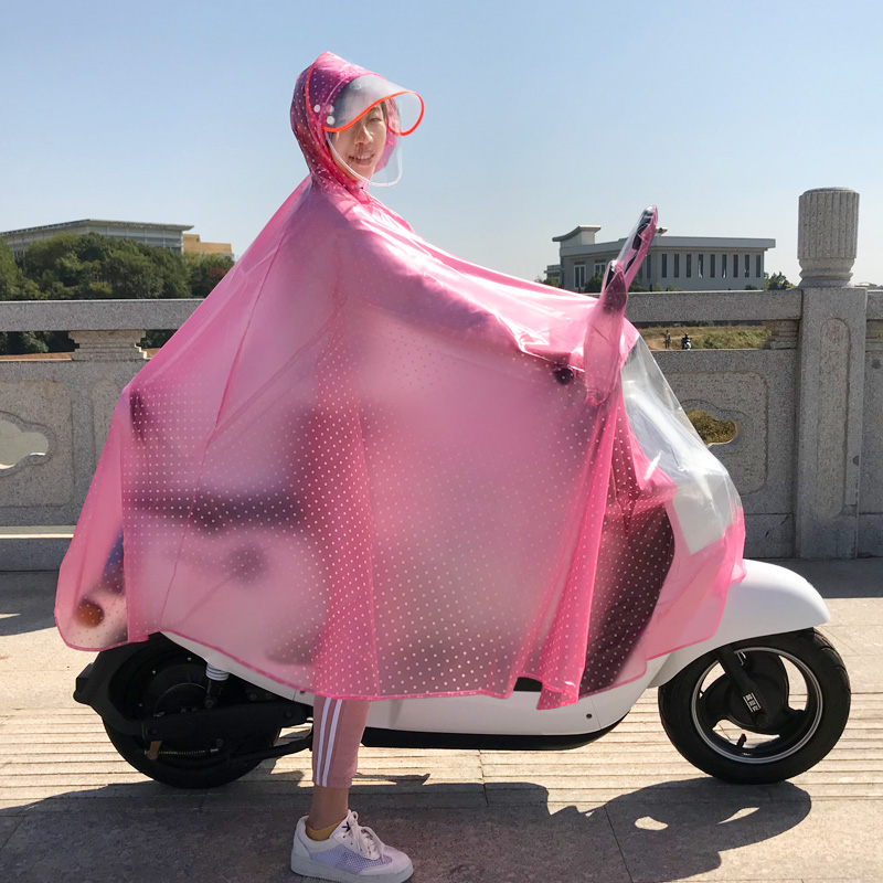 时尚透明雨衣电动车单人女士 摩托车雨衣 成人自行车加大加厚雨披