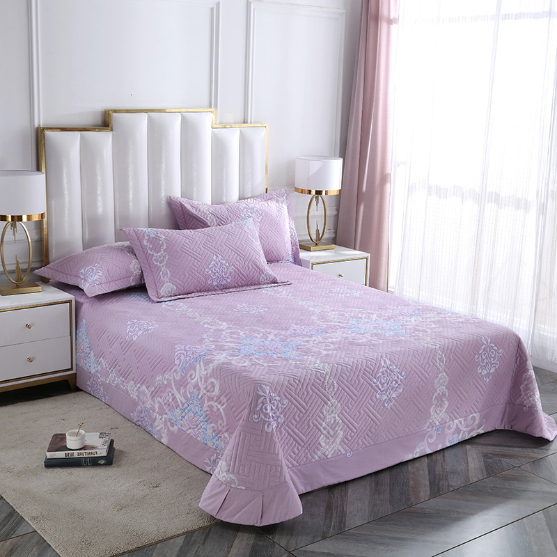 高档全棉夹棉床盖单件三件套四季通用防滑纯棉绗缝加厚床单床铺盖