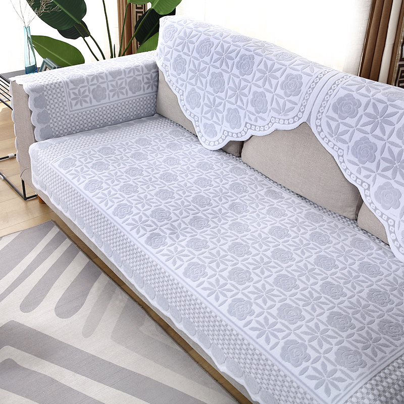蕾丝沙发巾靠背巾扶手巾加厚防滑沙发垫四季通用沙发全盖布艺灰色