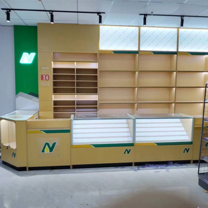 重庆喻叶定制超市烟酒柜可移动推拉收银台背柜展示柜多功能组合