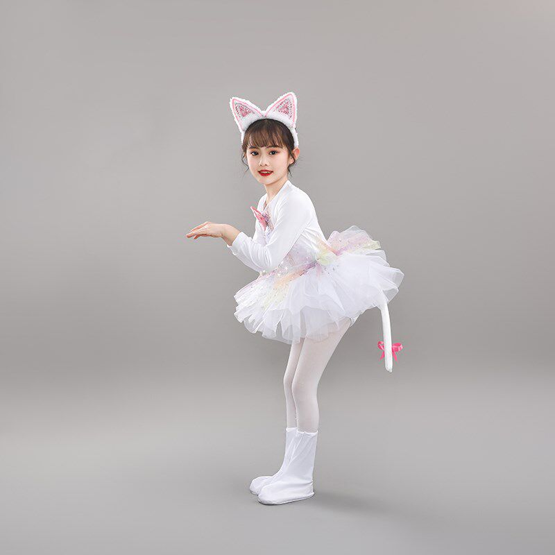 小猫演出服儿童动物服幼儿园舞蹈卡通舞台波斯猫小猫咪纱裙表演服
