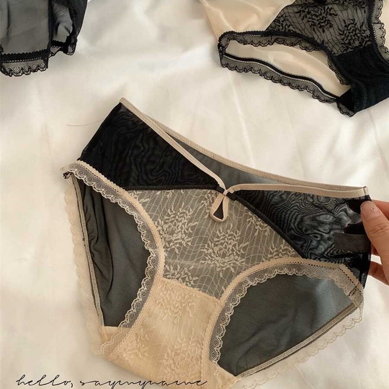 中式复古风蕾丝内裤女透气纯棉裆部低腰包臀抗菌三角裤女短裤包邮