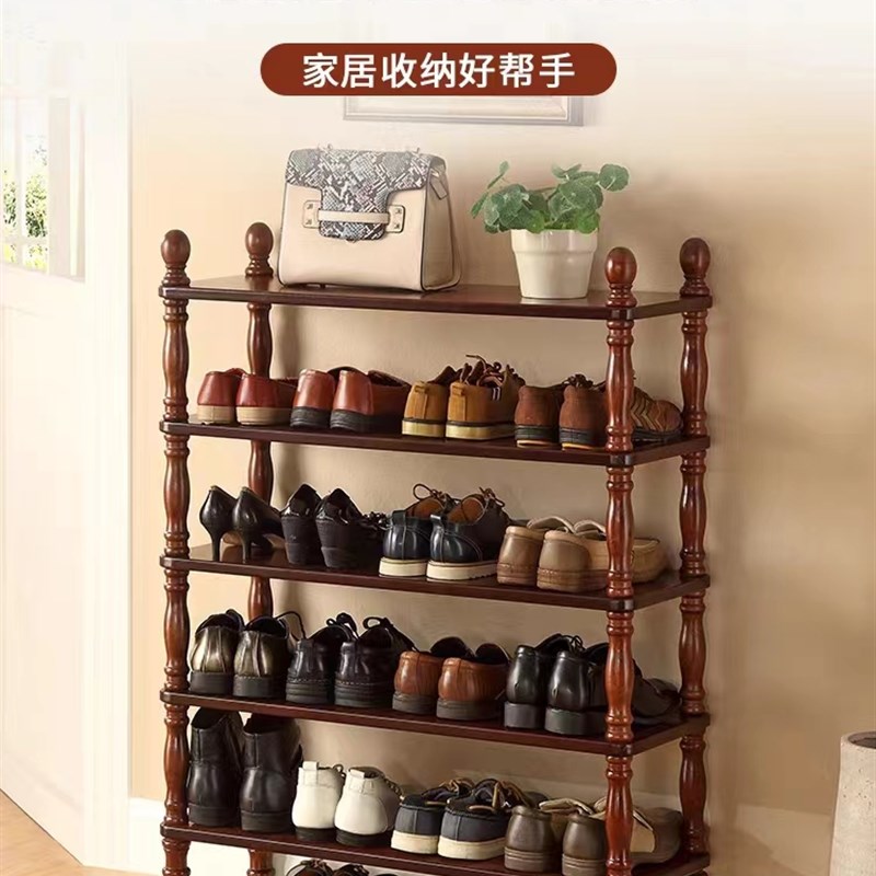 美式实木鞋架纯实木入户收纳家用门口防尘鞋柜简易多层鞋架全实木