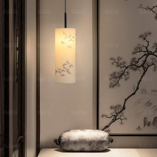 床头吊灯新中式极简主卧室房间侘寂中国风装饰禅意高端朝下长线灯