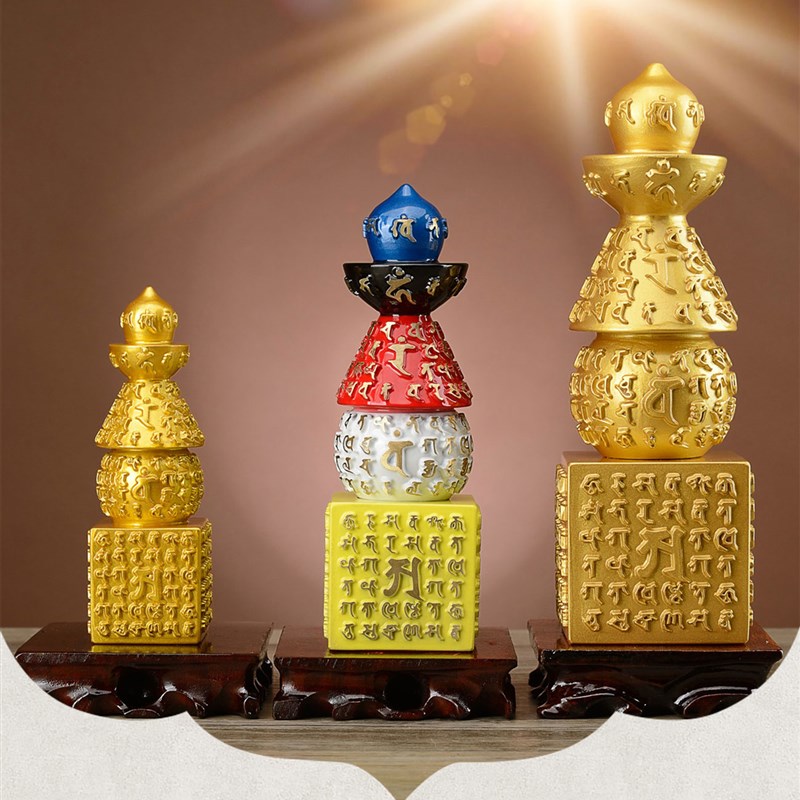 复古风铜器一切如来心秘密全身舍利宝箧印陀罗尼塔仿古五轮塔摆件