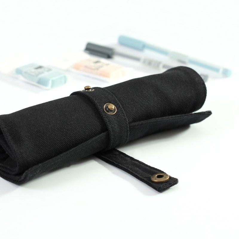 学霸文艺帆布卷帘笔袋男 钢笔笔帘卷笔袋女大学初中生文具袋笔盒