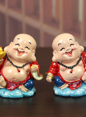 招财笑佛像大肚弥勒佛家用客厅五福临门摆件汽车车内保平安装饰品