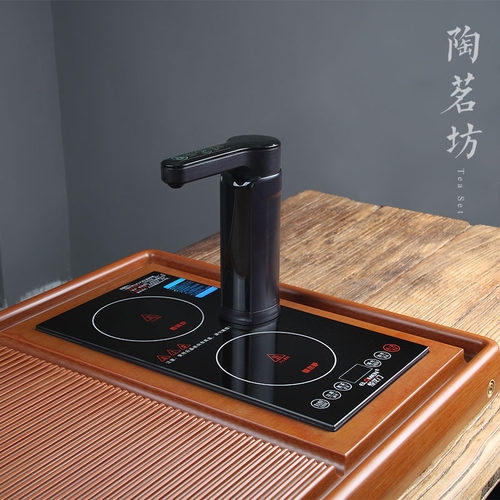 嵌入式双炉电陶炉煮茶炉自动旋转上水抽水茶台桌茶盘玻璃壶电热炉