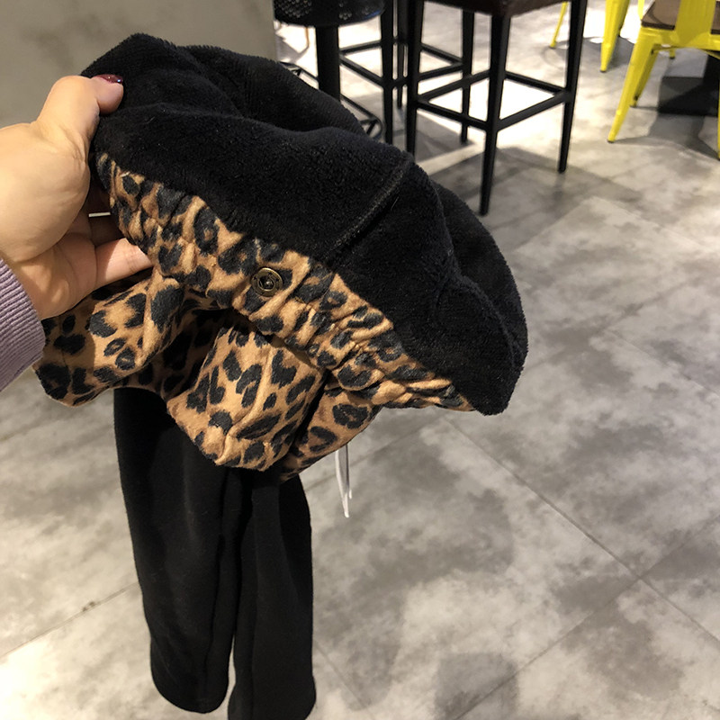 2021冬装新款韩国女童装加绒裙裤加厚豹纹假两件打底裤