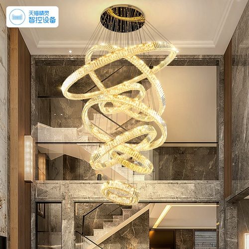 复式楼大吊灯客厅吊灯轻奢水晶灯大气高档别墅跃层挑空吊灯
