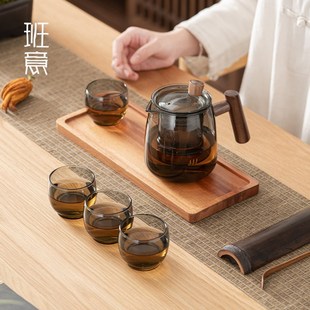 茶壶泡茶壶家用蒸煮两用茶具茶水分离玻璃耐高温泡茶单壶 班意日式