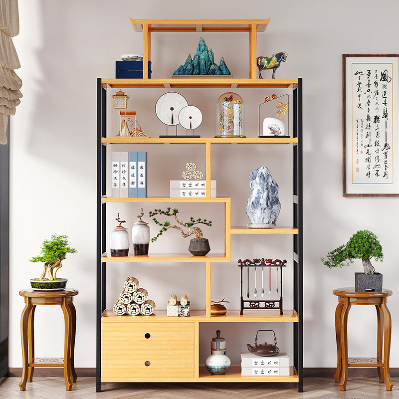 博古架实木中式多宝阁古董架隔断茶具架办公室客厅书架摆件展示柜