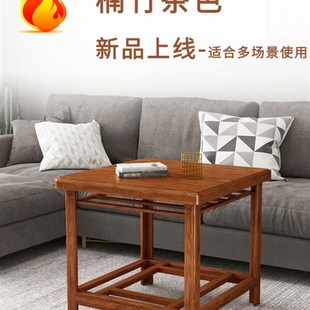 烤火炉四方桌正方形小方桌楠竹可折叠烤火桌子家用66无 烤火架冬季