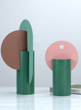 北欧式样板房客厅电视柜金属彩色花器花插摆件餐厅轻奢软装艺术品