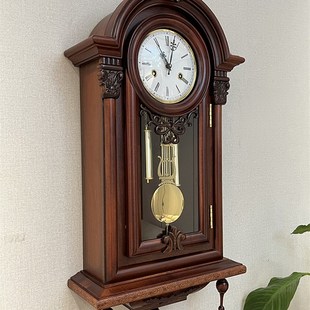 可座可挂实木机械座钟打响整点报时上链大挂钟表美式欧式美式客厅