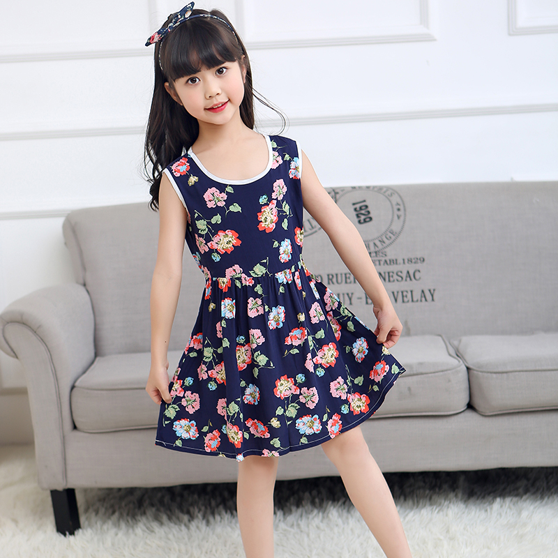 夏季女童睡裙背心裙小女孩可爱公主薄款儿童棉绸睡衣中大童连衣裙