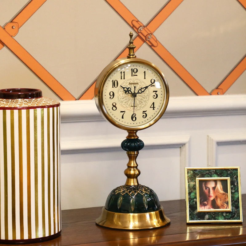 欧式复古钟表座钟客厅大号台钟美式静音时钟卧室台式摆钟桌面摆件