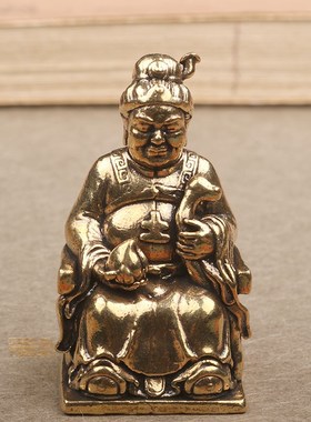 纯黄铜土地公神像土地婆供奉家用镇宅福德正神土地爷铜像佛像摆件