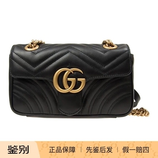 99新 GUCCI/古驰 26黑金马蒙单肩斜挎包