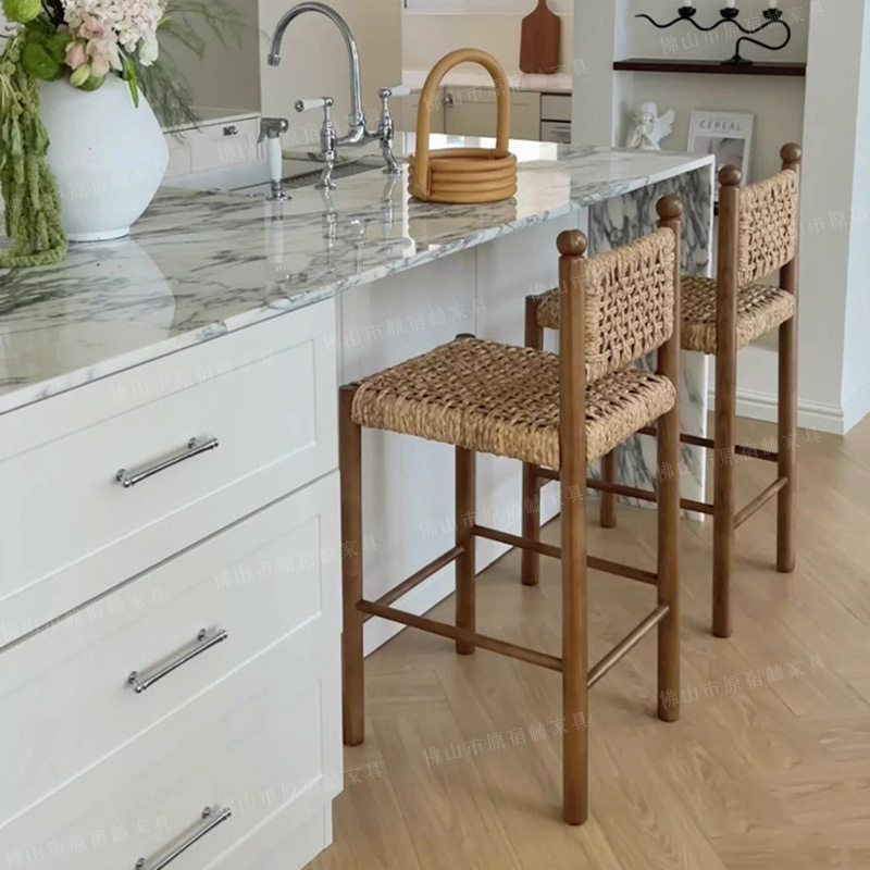 天然草藤吧椅藤编实木高脚家用民宿酒店设计师椅子水吧台椅子,住宅家具,家用高脚椅,淘宝优惠券,粉丝福利购,淘宝优惠卷