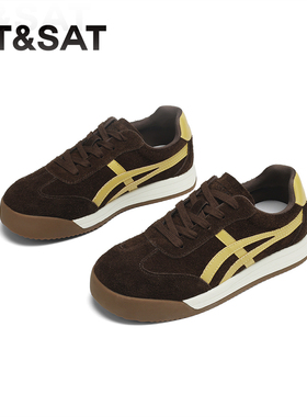 星期六复古德训鞋女鞋2025新款秋季百搭鞋子女款红色休闲运动板鞋