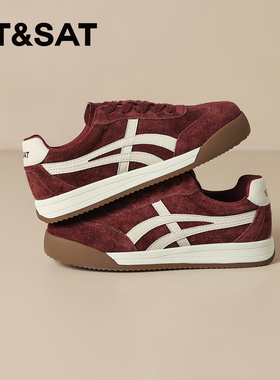星期六红色复古德训鞋女鞋2025秋季百搭鞋子女款休闲运动板鞋款