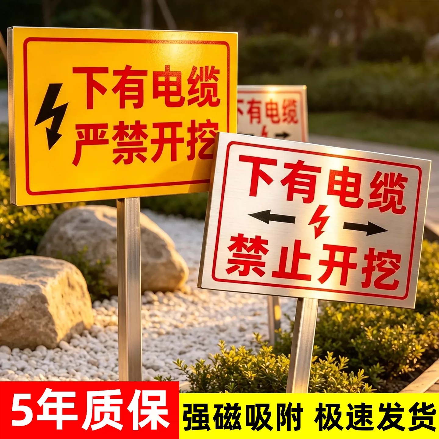 地下有电缆禁止开挖警示牌不锈钢