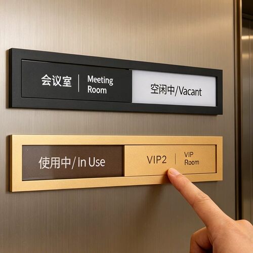 亚克力抽拉可滑动状态切换门牌