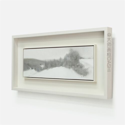 白色现代实木型油画框外框裱立体悬浮复古中古挂墙