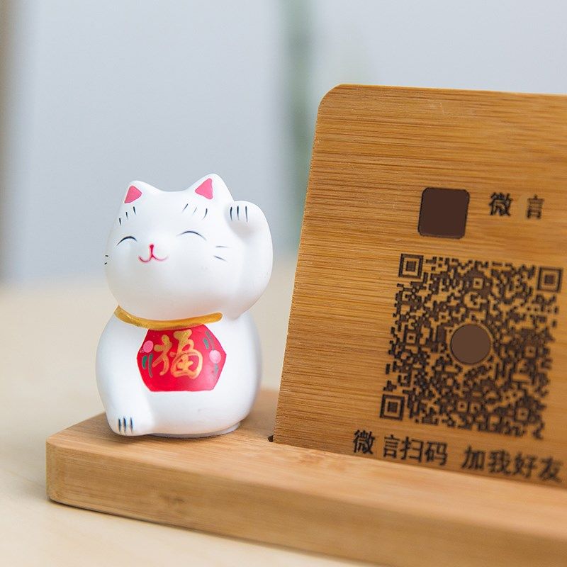 二维码扫码牌微信支付宝收钱付款标识收银挂立牌实木雕刻摆台