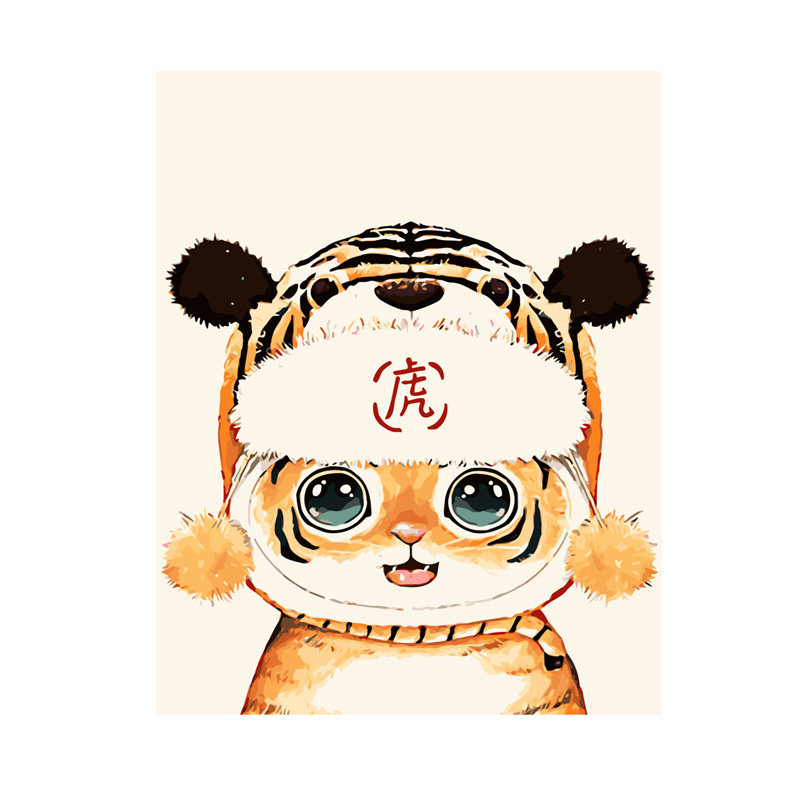 数字油画老虎动物风景外框油彩画手工填色客厅卧室装饰画