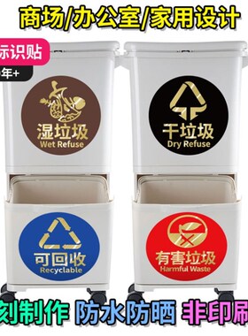 上海垃圾分类纸幼儿园学校表情色垃圾分类干湿垃圾标签