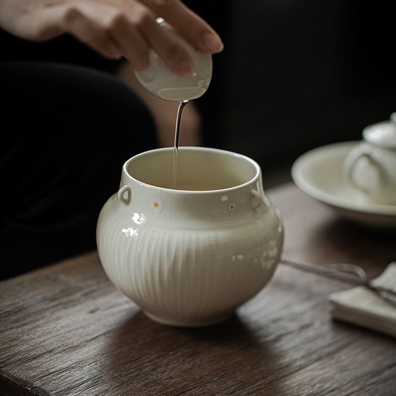 夏禾茶具草木灰复古建水手工茶洗小号杯洗干泡水盂茶渣斗