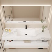 岩板无缝一体盆浴室柜现代洗漱台洗手池洗脸台盆柜