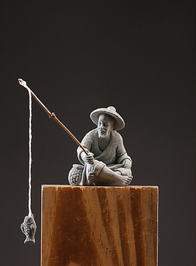 姜太公钓鱼翁鱼缸盆景微景观造景装饰品小家居物工艺品