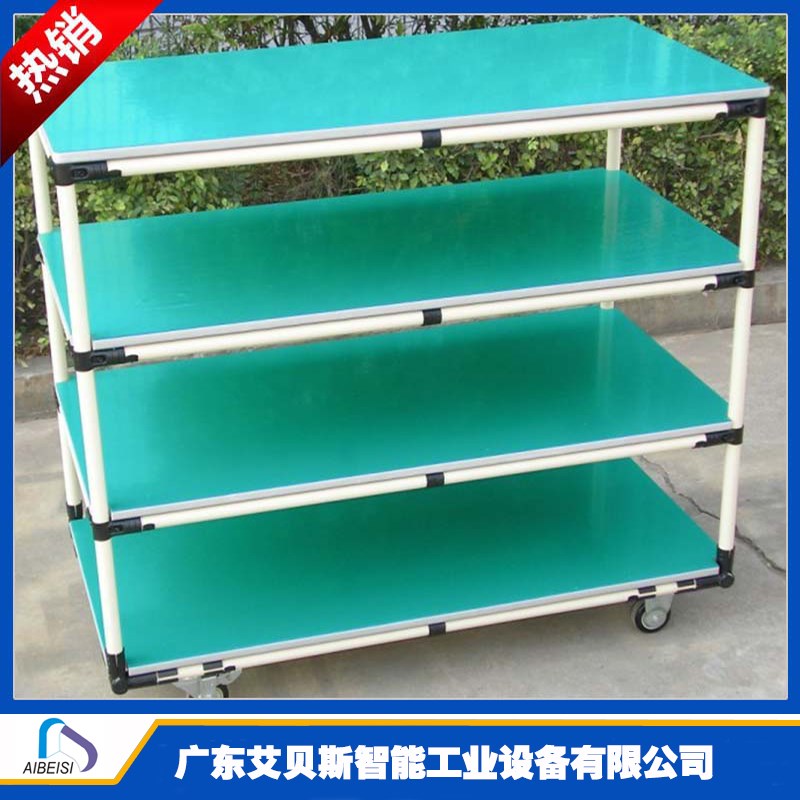 防静电周转车带围挡车间物料小推车两层精益管工作台可移动手推车