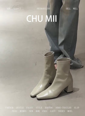 羊皮版~灰绿色高跟短靴女