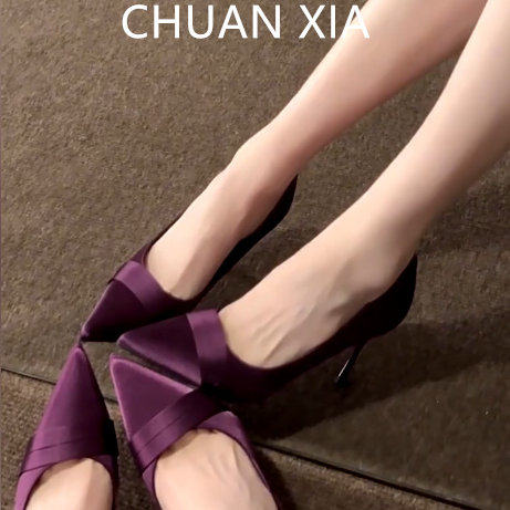 羊皮版~气质性感法式细跟高跟鞋女御姐风真皮不累脚浅口尖头包鞋