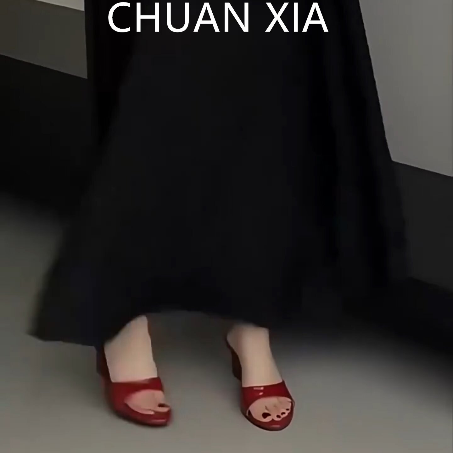 羊皮版-欧美性感露趾红色