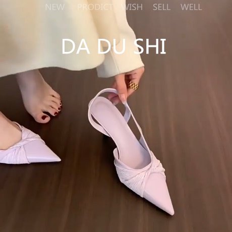 羊皮版！甜美蝴蝶结尖头包鞋女细跟真皮包头凉鞋韩系不累脚高跟鞋,女鞋,时装凉鞋,淘宝优惠券,粉丝福利购,淘宝优惠卷