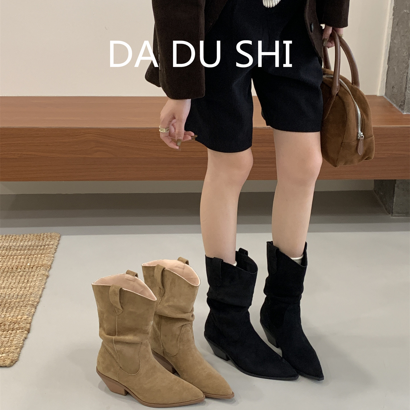 韩版尖头堆堆靴女春秋新