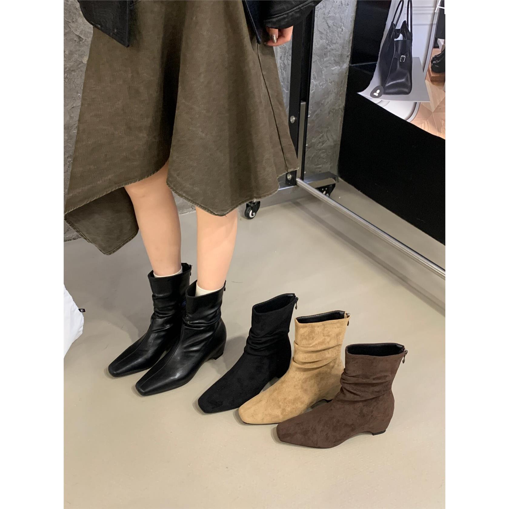 SHOE-REN欧美风方头粗跟