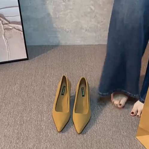 羊皮版~韩系极简风尖头高跟鞋女真皮毛呢细跟单鞋职业百搭通勤鞋,女鞋,浅口单鞋,淘宝优惠券,粉丝福利购,淘宝优惠卷