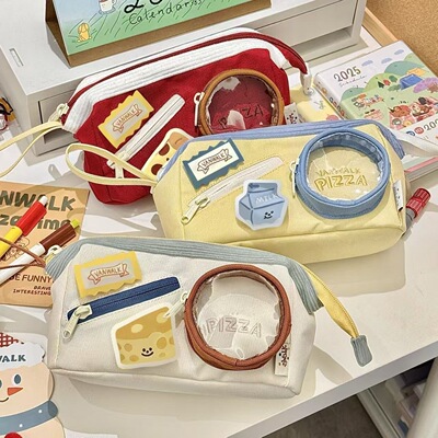 新款可爱食物痛包笔袋ins高颜值大容量学生手提文具盒铅笔收纳袋