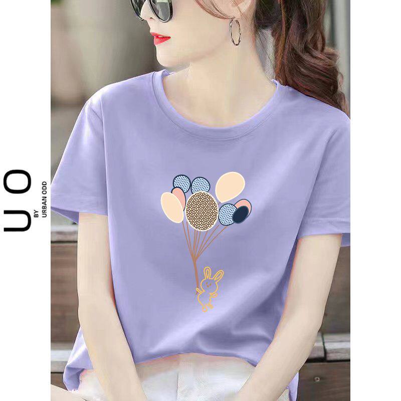 夏季100%纯棉短袖T恤女新款爆款通勤洋气圆领百搭减龄显瘦上衣ins