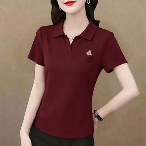 纯棉短袖潮流T恤女新款夏季休闲设计感POLO领简约气质百搭上衣ins