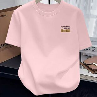 休闲纯棉短袖T恤女夏装新款圆领气质印花时尚通勤洋气上衣服女ins