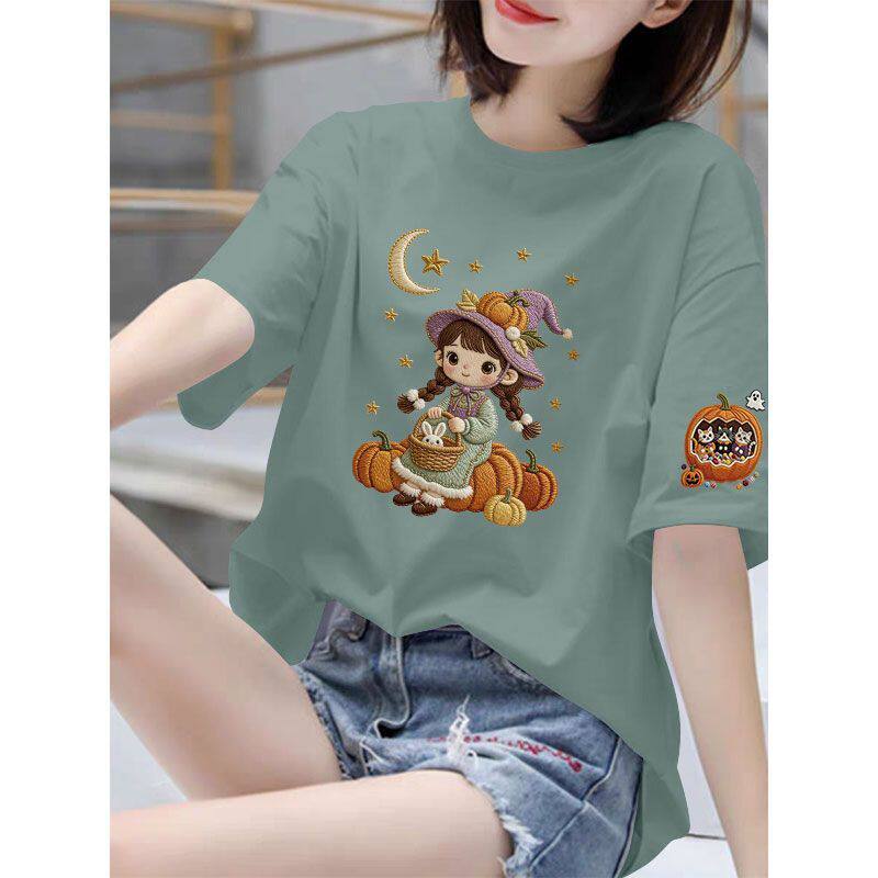 通勤100%纯棉短袖T恤女款夏季新款时尚大码中长款设计感上衣服ins