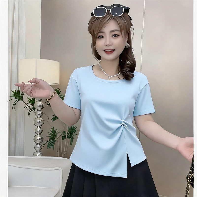 夏季韩版圆领宽松短袖T恤女大码
